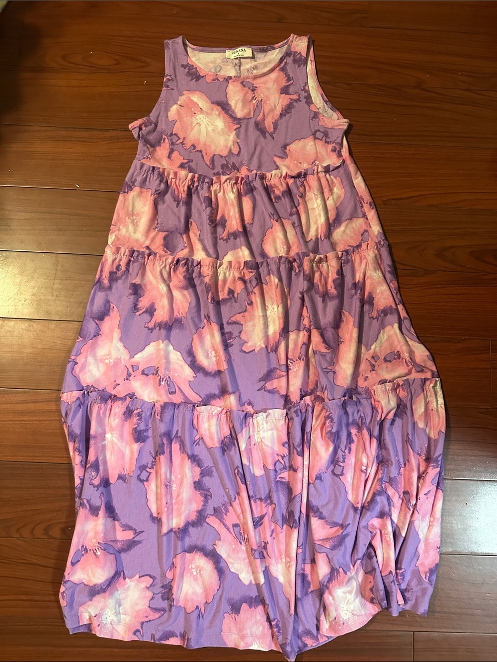 Zenana Outfitters Lavender and Pink Floral Tank Dress